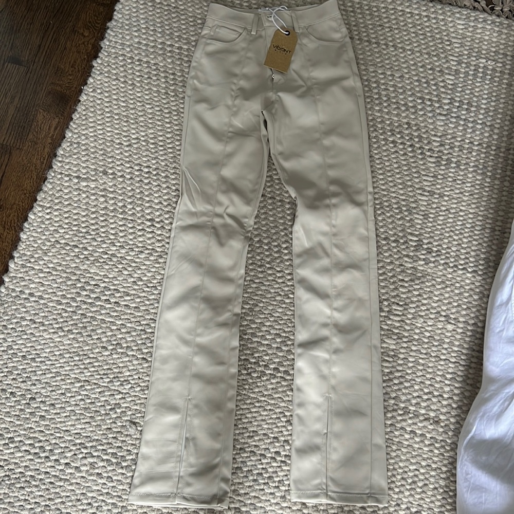 Slit Hem Faux Leather pants